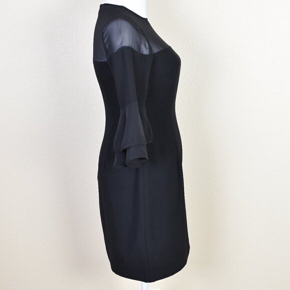 Aidan Mattox Illusion Neck Flounce Ruffle Black Cocktail Dress - 2 - Picture 7 of 9